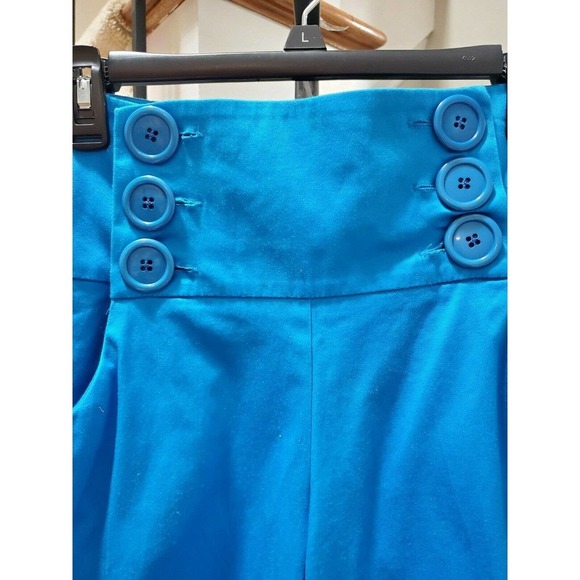Ashley Stewart Women Solid Blue Cotton Mid Rise Buttons Front Casual Shorts 18W - Picture 3 of 10